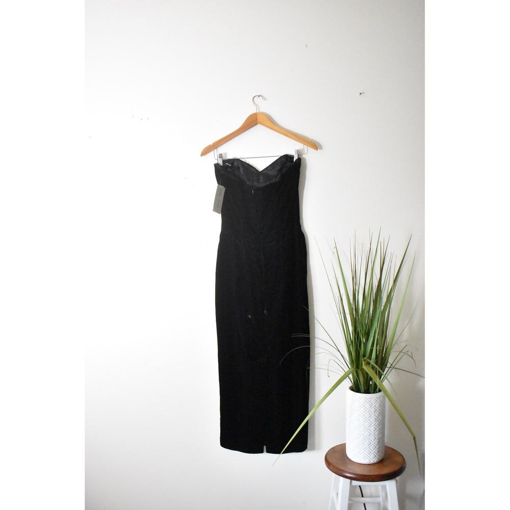 Scott McClintock Gown Women Size 8 Black 80s Velvet Lace Strapless Maxi Dress - Picture 10 of 12